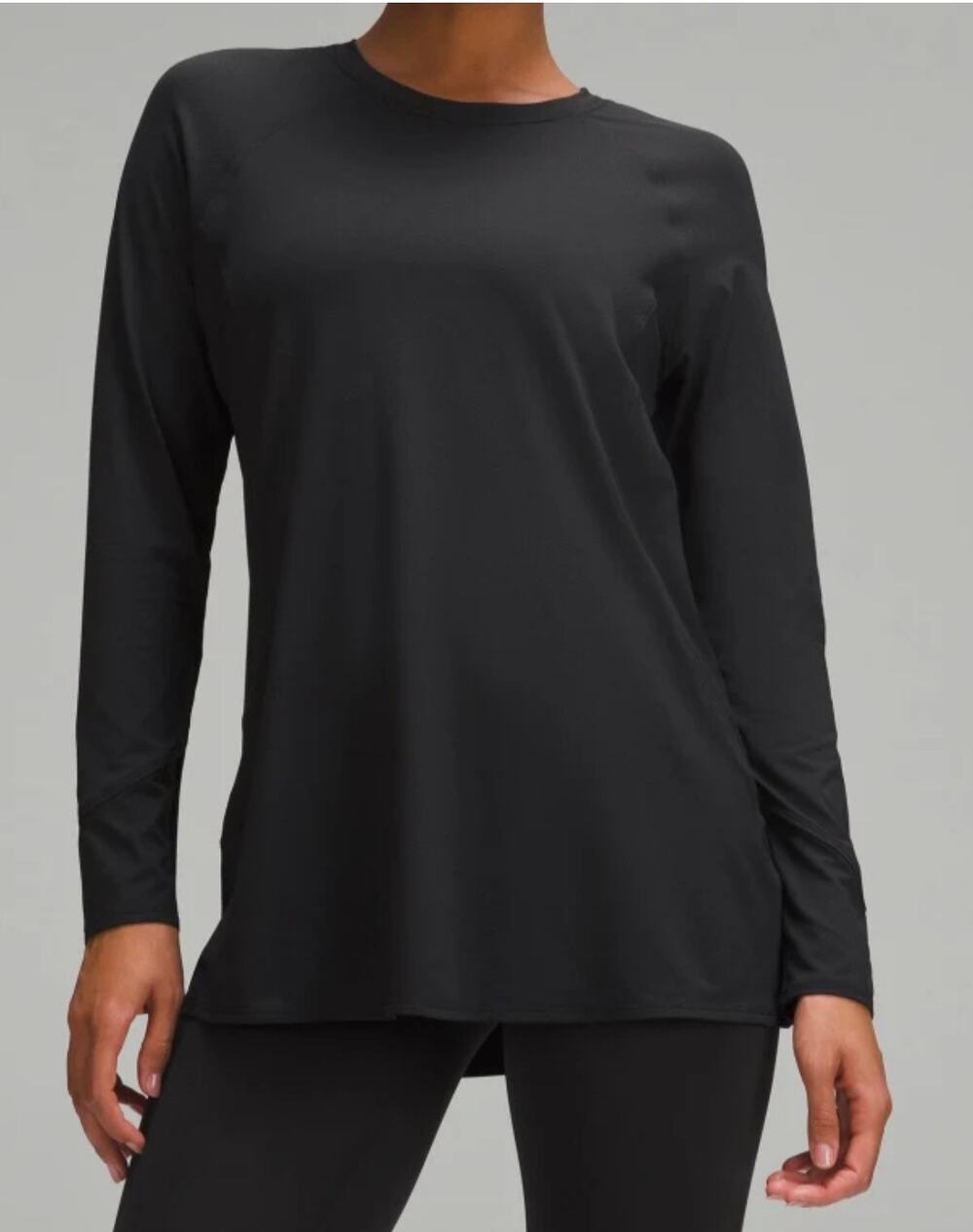 Lululemon Abrasion-Resistant High-Coverage Long-Sleeve Shirt Top Black Sz 4